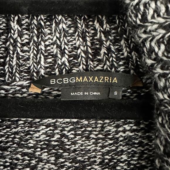 BCBGMaxazria Marled Shawl Cardigan‎ S Short Sleeve Belted Merino Wool Blend - Picture 2 of 8